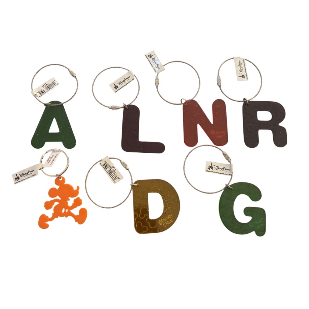 Disney Parks Alphabet Letter Keychain Charm Mickey Mouse Collectible Lot of 7